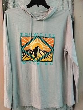 Togwotee Wyoming Mountain Graphic Hooded Pullover in Gray - Sz XXL